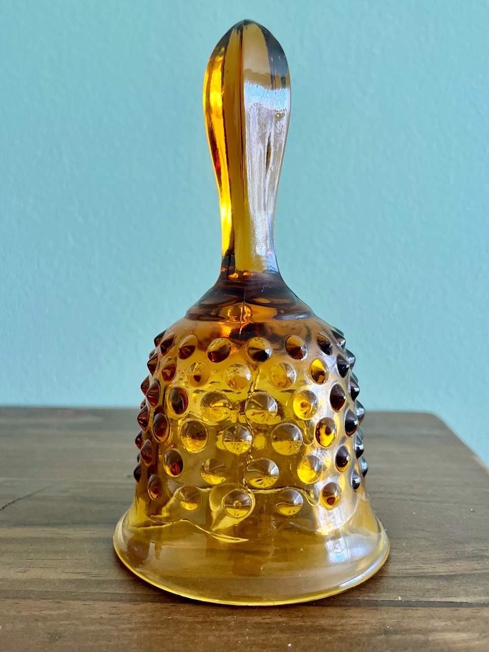 Vintage Amber Hobnail Glass Bell